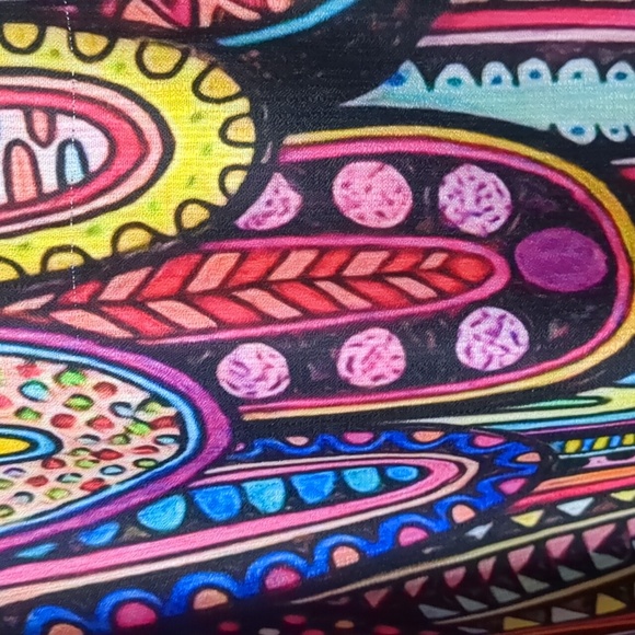 Boho hippie chic printed 3/4 sleeve asymmetrical hem ladies 2x blouse tunic top - Picture 5 of 6